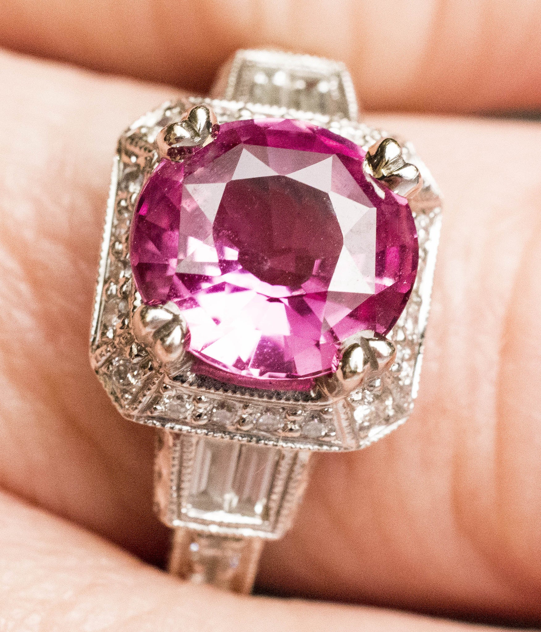 Art Deco Diamond Engagement Ring, With 6.5x6.5 mm 1.5 Carat Asscher Cu –  mondi.nyc